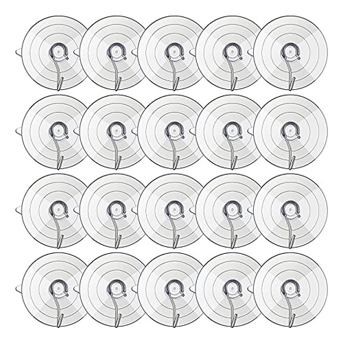20 Pieces Clear Suction Cups Hooks For Glass 2.4 Inch R...