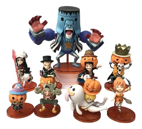 Kit 9 Miniaturas One Piece Luffy Zoro Halloween 5-14 Cm