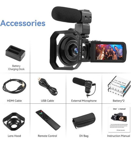 Videocámara Oiexi 4k Con Zoom Digital De 18x, Cámara Vloggin
