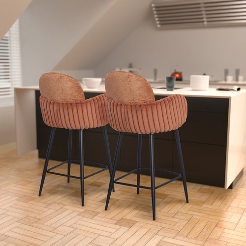 Set 2 Banco Para Barra Desayunadora Para Cocina Y Bar 110cm Acabado De La Estructura Laqueado Color Marrón