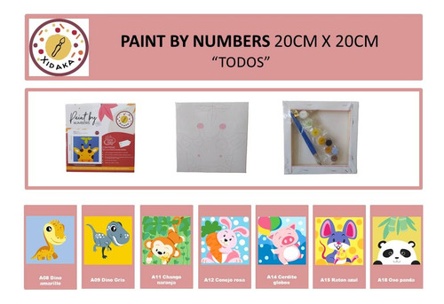 4 Kit Paint By Numbers, Xidaka, Pinta Por Numeros 20x20