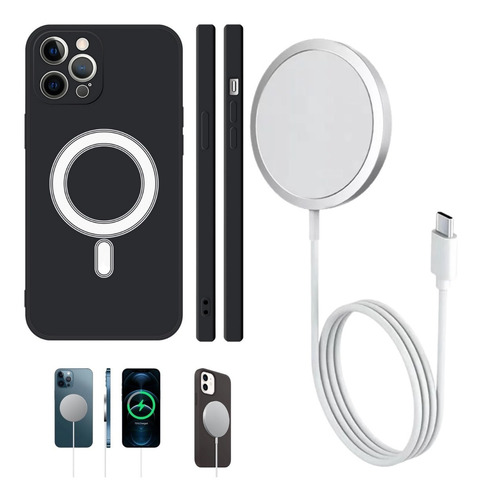 Imagen 1 de 6 de Carcasa iPhone 13 Mini Magsafe + Cargador Magsafe 15w