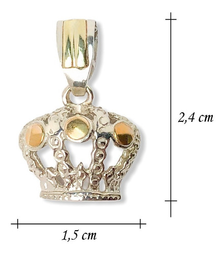 Pulsera Rolo 6 Mm Plata Y Oro Con Dije Corona (d282/o)