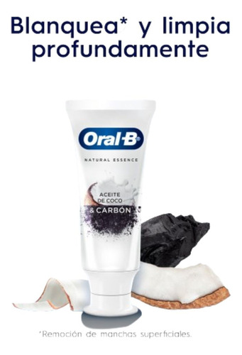 Crema Dental Oral-b Natural Essence Aceite De Coco & Carbón