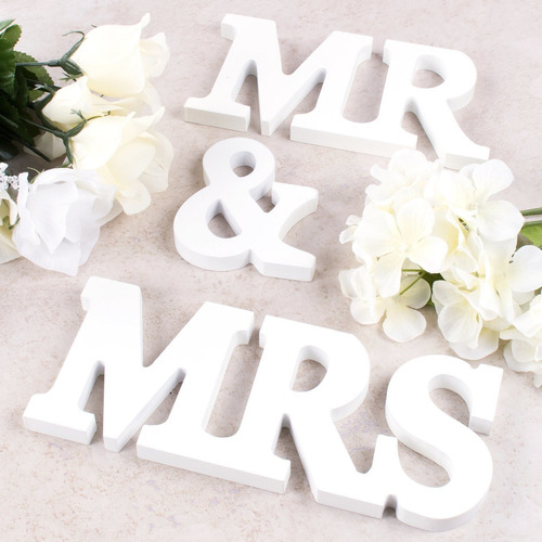 Letreros De Madera Blanca Mr And Mrs  Regalo De Boda De...