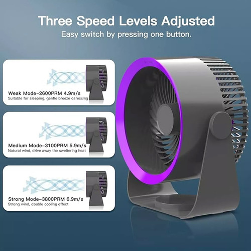 Ventilador De Escritorio Inalámbrico Usb Recargable Portátil
