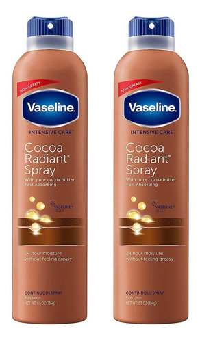 Vaseline Spray Radiante De Cacao De Cuidado Intensivo, Hidr.