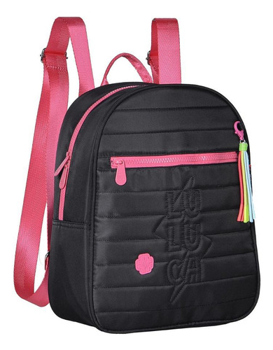 Bolsa Mochila De Costas Em Nylon Oficial Luluca Lu2864 Preto