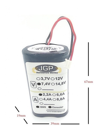 Bateria Li-ion 18650 7,4v 2200mah Sanyo Com Conector E Pcb