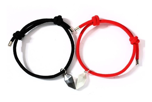 Pulseras Para Parejas Mitades Corazon Con Iman Ajustables