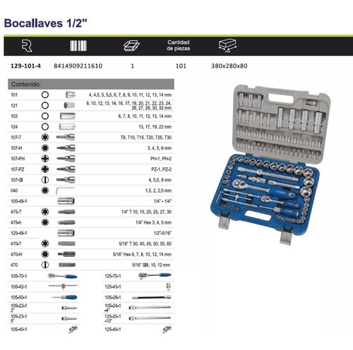 Set Juego Llaves Tubo Irimo De Bahco Caja 101 Pzas 129-101-4