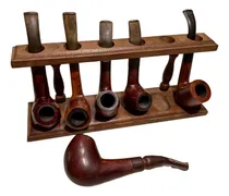 Comprar Porta Pipas De Madera Con 6 Pipas Usadas De Varias Marcas