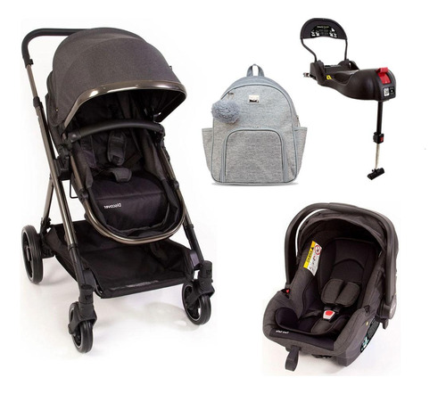 Carrinho Travel System Discover Black E Mochila Maternidade