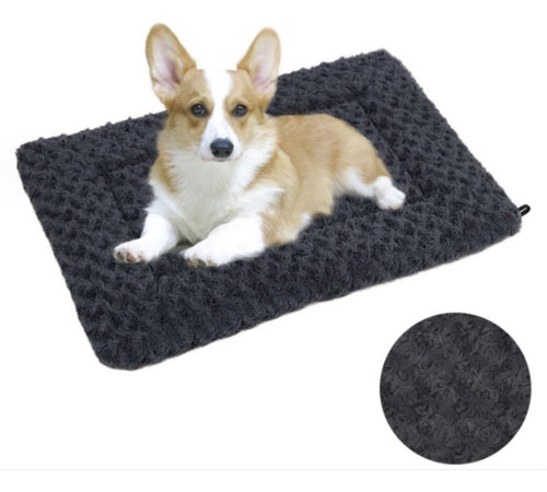 Cama Perro Gato Tapete Grande Suave Cómoda Cama Perros Negro