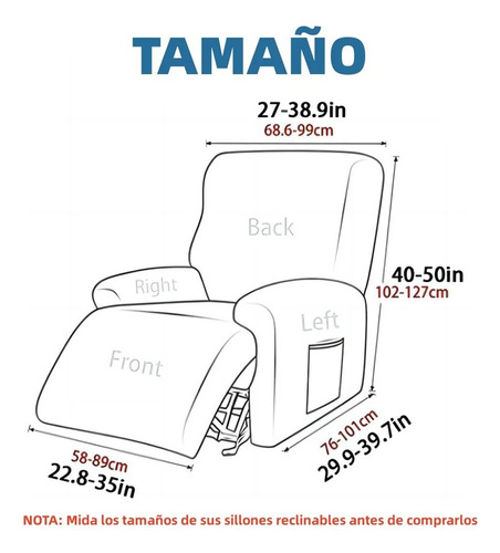 Funda Sofá Reclinable 1 Plaza Protector Cobertura Completa