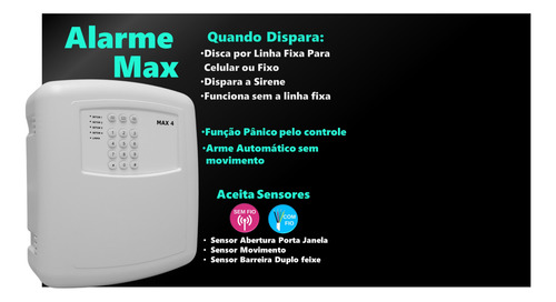Kit Central Alarme Max4 Completo Configurado 2m1ivp Sem Fio