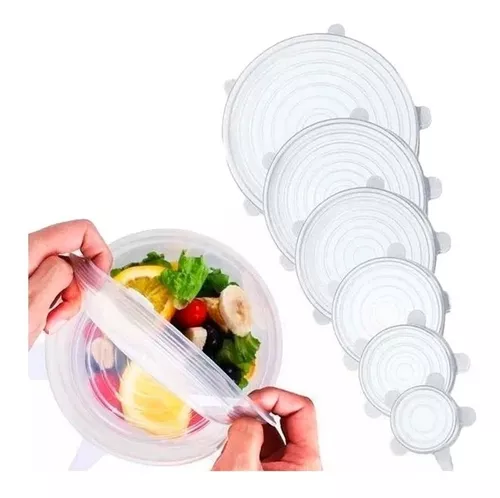 12 Tapas De Silicona Ajustables Para Todo Elasticas Alimentos Frutas Comida  Set