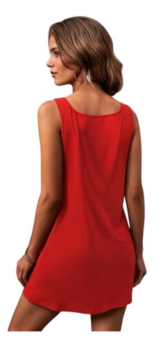 Vestido Casual Básico Corto Cuello Redondo Sin Mangas #224