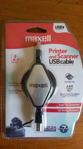 Cable Retractil Usb Para Impresora/escaner 2mt