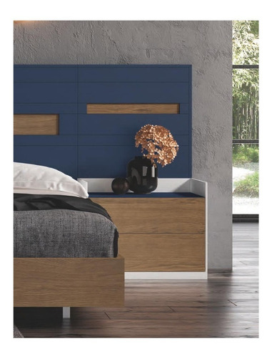 Imagen 2 de 2 de Cama Doble Moderna En Madera Lacado Y Blanco Ref: Laya