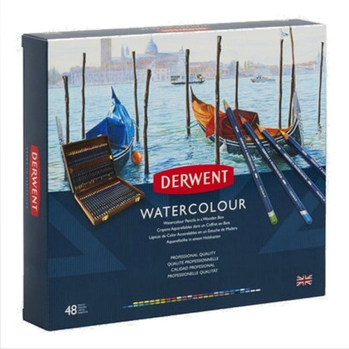 Lapices De Colores Derwent Watercolour 48 Estuche Madera