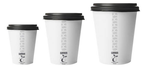 Tapa 1000 Unidades 12 Oz Compostable Biodegradable Cafe Jugo