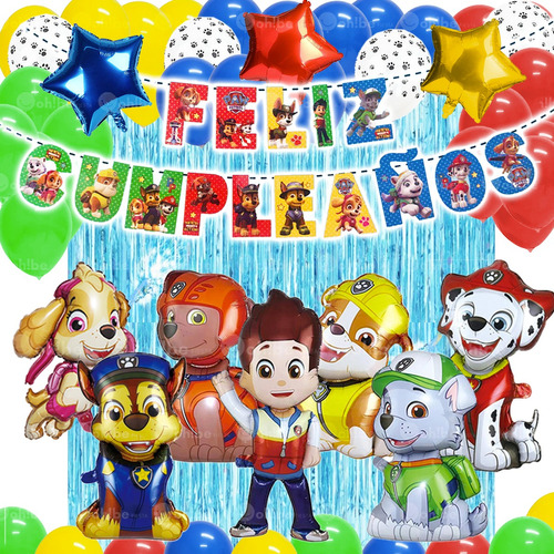 Kit Decoración Globos Paw Patrol Cumpleaños Patrulla Canina