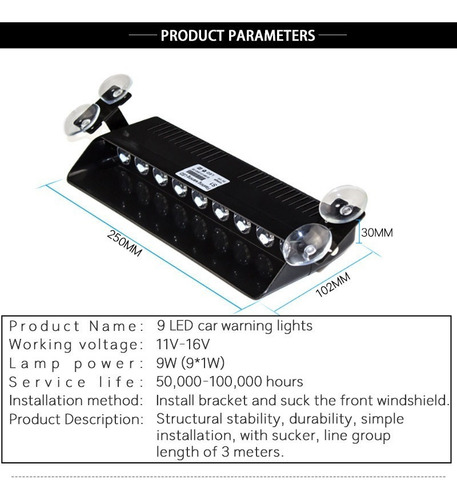 Luz Estroboscópica De 9 Leds For Policía N