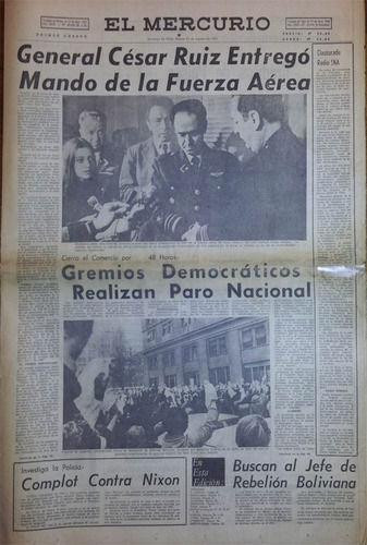 Fach Asume Gustavo Leigh Diario El Mercurio 21 Agosto 1973