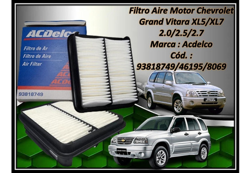 Filtro Aire Motor Chevrolet Grand Vitara Xl5/xl7 2.0/2.5/2.7