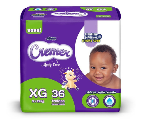 Imagem 2 de 5 de Kit Fralda Cremer Mega Xg 216 Unidades