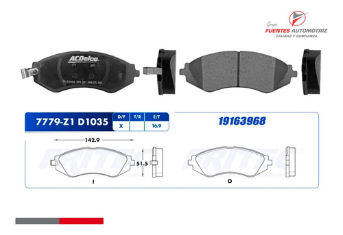 Kit Balatas Delanteras Chevrolet Spark 1.2 2013 2014 Acdelco