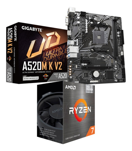 Kit Upgrade Amd Ryzen 7 5700g + Placa Mãe A520m-k Gigabyte Cor Preto