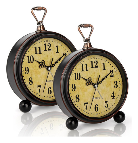 2 Pack Reloj Despertador Analógico Vintage, 5 Pulgadas...