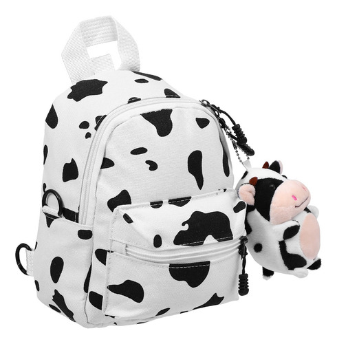 Mini Mochila De Lona Con Colgante De Vaca De Felpa Para Muje