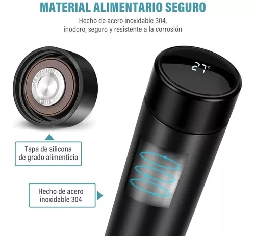 Taza Termo Inteligente Digital Táctil Led Temperatura Acero