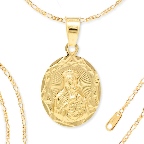 Collar Con Medalla De Virgen Del Socorro En Chapa Oro 22k 