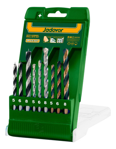 Set De 9 Mechas Madera Metal Y Widia Con Estuche Jadever