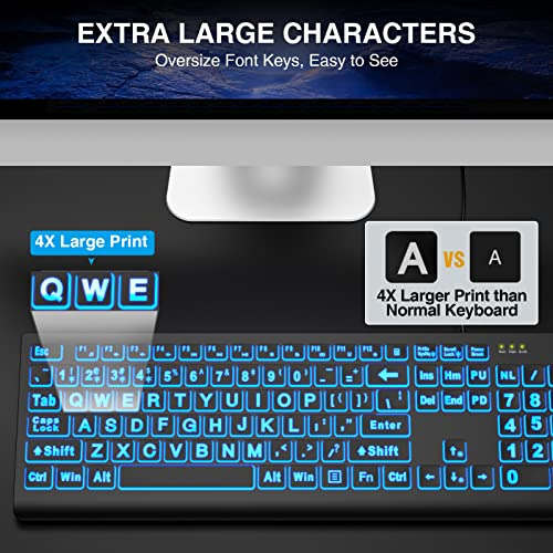 Teclado Retroiluminado De Impresión Grande, Teclado De...