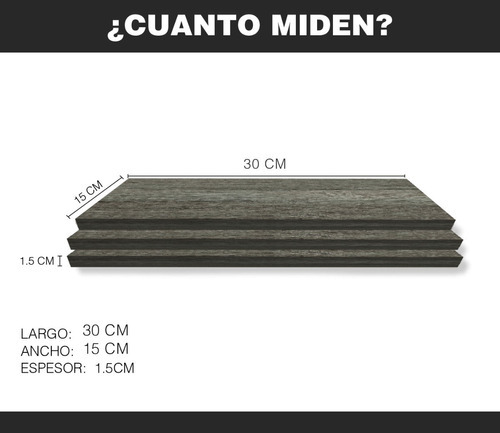 Imagen 4 de 8 de Set De 3 Repisas Flotantes Minimalistas Madera 30x15 Cm Color Lombardia
