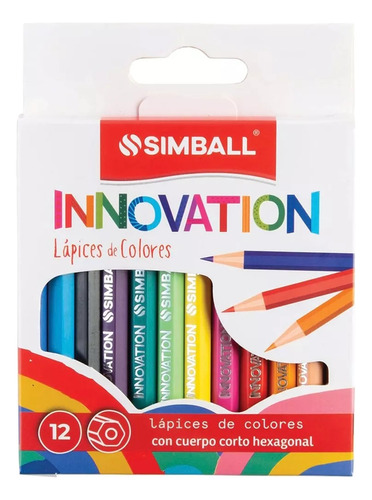 1 Caja De Lapices Cortos Simball Innovation X 12 Colores