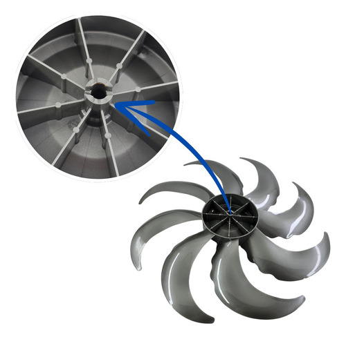 Hélice Ventilador Wap Fw009218 Fw009219 Plástico Resistente Cinza