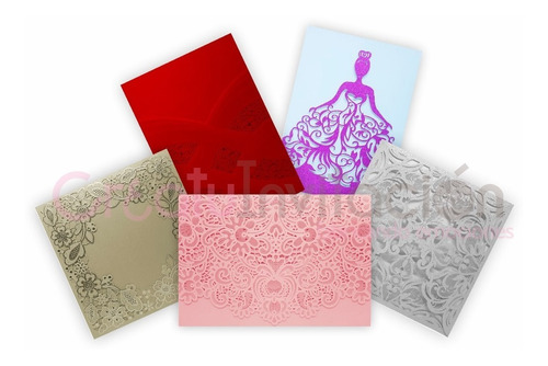 10 Sobres De Invitaciones Con Corte Laser