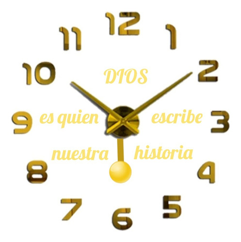 Reloj De Pared 3d  Con Péndulo + Frase En Vinilo 