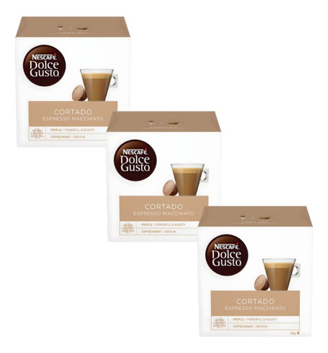 Dolce Gusto Cortado Espresso Nescafe 16 Capsulas X3