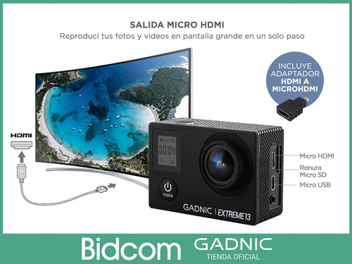 Imagen 7 de 10 de Camara Deportes Gadnic Go 4k Pro Wifi Pantalla Touch Accesor