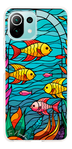 Funda Para Xiaomi Para Mujer Peces Vitral Con Tu Nombre
