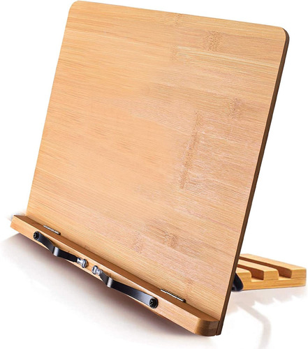 Soporte Para Libros De Cocina De Bambú Con 5 Alturas Ajustab