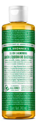 Jabón Liquido De Castilla Dr Bronner's Aroma Almendra 240 Ml