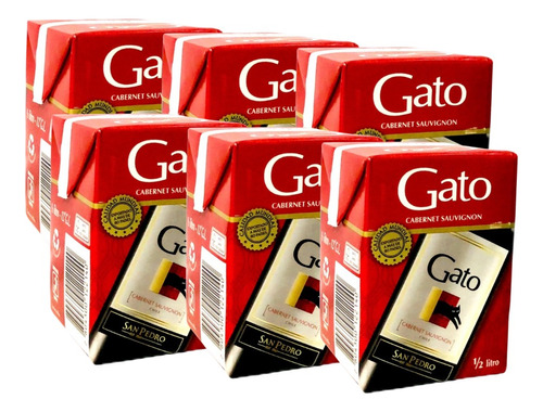 Vino Tinto Gato Cabernet Sauvignon 500 Ml - Pack 6 Unidades